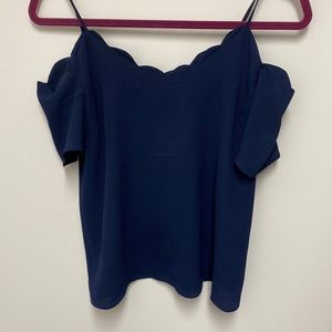 Navy Scallop Top
